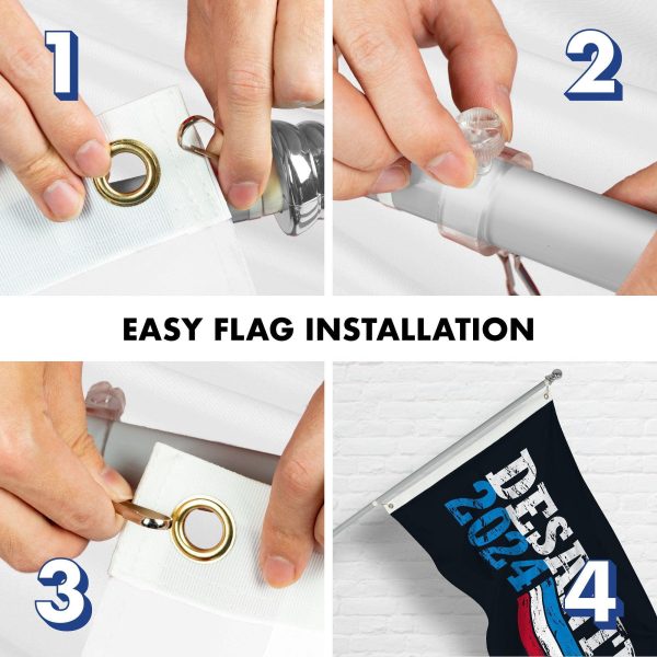 G128 Combo Pack: 6 Ft Tangle Free Aluminum Spinning Flagpole (Silver) & DeSantis Election 2024 Flag 3x5 Ft, LiteWeave Pro Series Printed 150D Polyester | Pole with Flag Included - Image 7