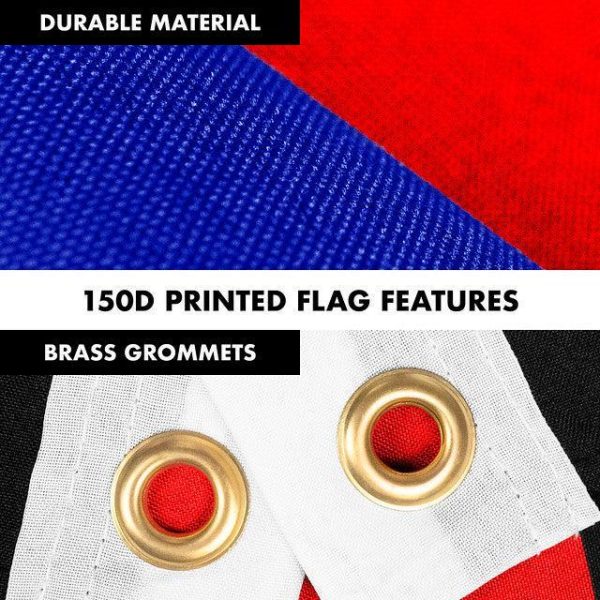 G128 Combo Pack: 6 Feet Tangle Free Spinning Flagpole (Silver) Thin Blue and Red Line Flag 3x5 ft Printed 150D Brass Grommets (Flag Included) Aluminum Flag Pole - Image 4