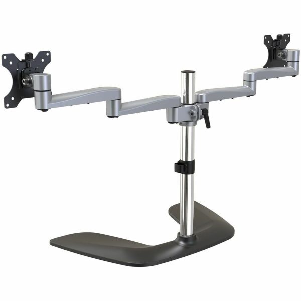 StarTech.com Dual Monitor Stand, Ergonomic Desktop Monitor Stand for up to 32"(17.6lb/8kg) VESA Displays, Free-Standing Adjustable, Silver - Image 7