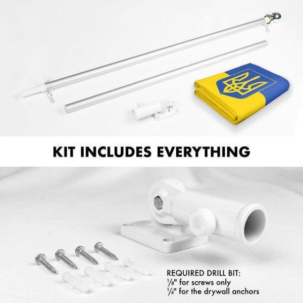 G128 Flag Pole 6FT Silver Tangle Free & Ukraine Ukrainian Coat of Arms Flag 3x5 Ft Combo Printed 150D Polyester - Image 2