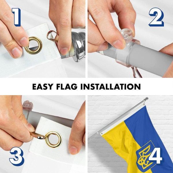 G128 Flag Pole 6FT Silver Tangle Free & Ukraine Ukrainian Coat of Arms Flag 3x5 Ft Combo Printed 150D Polyester - Image 7