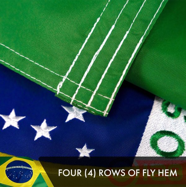 Brazil Brazilian Flag 3x5 Ft 3-Pack Double-sided Embroidered Polyester By G128 - Image 5