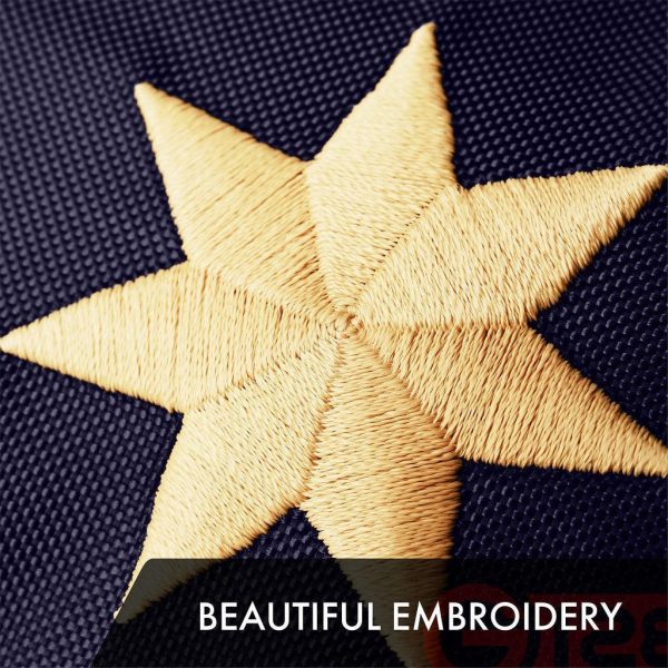 G128 Bennington Tea-Stained Flag | 1x1.5 Ft | Embroidered 420D Polyester - Embroidered Stars, Sewn Stripes, Brass Grommets, Indoor/Outdoor, Vibrant Colors, Quality Polyester - Image 3