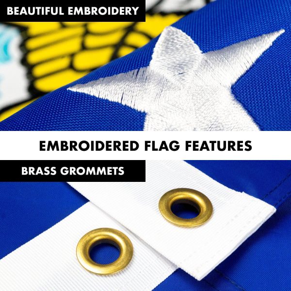 G128 - 5 Feet Tangle Free Spinning Flagpole (Silver) US Air Force Flag Double Sided Brass Grommets Embroidered 2x3 ft (Flag Included) Aluminum Flag Pole - Image 4