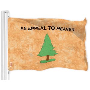 G128 An Appeal to Heaven Tea-Stained Flag | 3x5 Ft | LiteWeave Pro Series Printed 300D Polyester | Historical Flag, Indoor/Outdoor, Vibrant Colors, Brass Grommets, Thicker and More Durable Than 100D