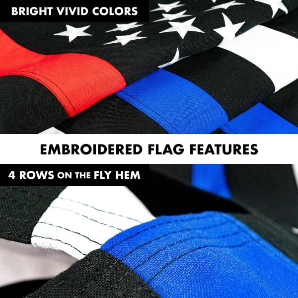 G128 Flag Pole 5 FT Silver Tangle Free & Thin Blue & Red Flag 2.5x4 FT Combo Embroidered Spun Polyester - Image 5