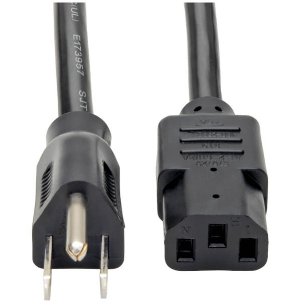 Eaton Tripp Lite Series Computer Power Cord, NEMA 5-15P to C13 - Heavy-Duty, 15A, 125V, 14 AWG, 2 ft. (0.61 m), Black