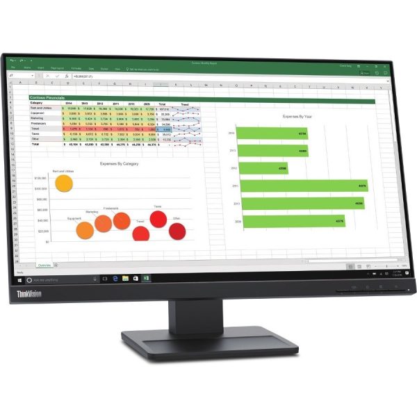 Lenovo ThinkVision E24q-20 24" Class WQHD LED Monitor - 16:9 - Raven Black - Image 7