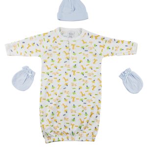 Gown, Cap And Mittens - 3 Pc Set Cs_0043
