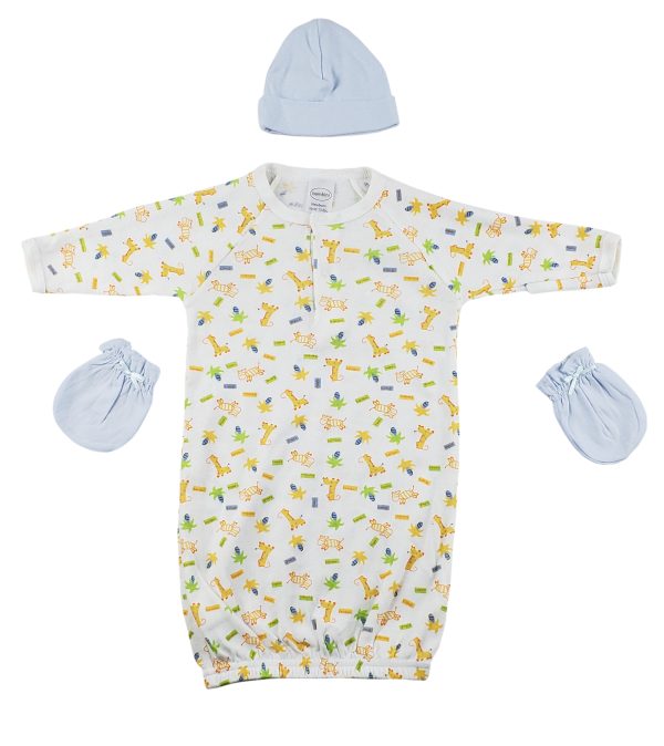 Gown, Cap And Mittens - 3 Pc Set Cs_0043