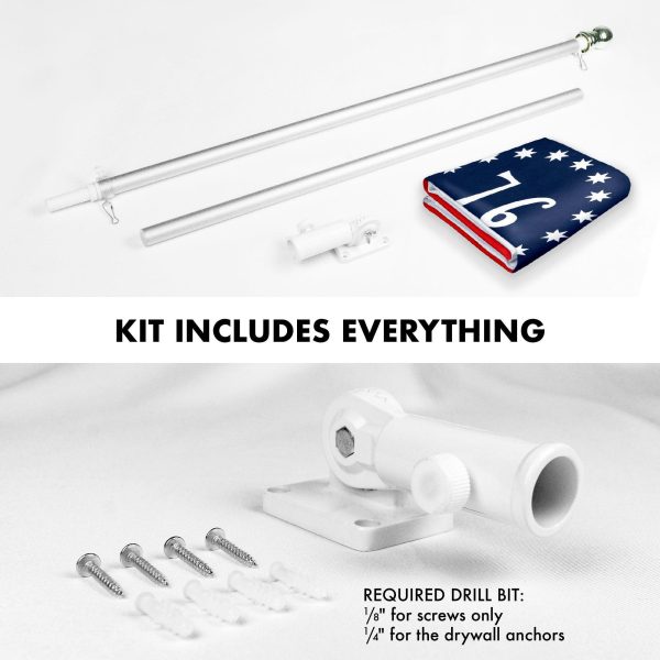 G128 Combo Pack: 6 Feet Tangle Free Spinning Flagpole (Silver) Bennington Flag 3x5 ft Printed 150D Brass Grommets (Flag Included) Aluminum Flag Pole - Image 2