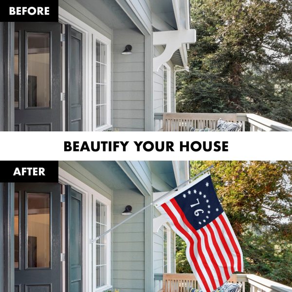 G128 Combo Pack: 6 Feet Tangle Free Spinning Flagpole (Silver) Bennington Flag 3x5 ft Printed 150D Brass Grommets (Flag Included) Aluminum Flag Pole - Image 3