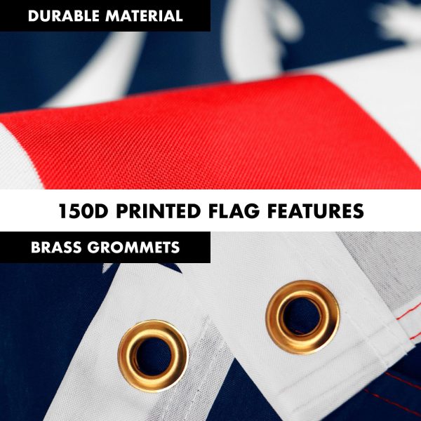 G128 Combo Pack: 6 Feet Tangle Free Spinning Flagpole (Silver) Bennington Flag 3x5 ft Printed 150D Brass Grommets (Flag Included) Aluminum Flag Pole - Image 4