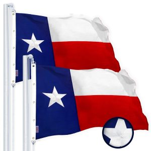 G128 2 Pack: Texas TX State Flag | 8x12 Ft | StormFlyer Series Embroidered 220GSM Spun Polyester | Embroidered Design, Indoor/Outdoor, Brass Grommets, Heavy Duty, All Weather