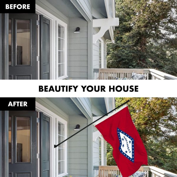 G128 Combo Pack: 6 Ft Tangle Free Aluminum Spinning Flagpole (Black) & Arkansas AR State Flag 3x5 Ft, Double ToughWeave Series Double Sided Embroidered 210D Polyester | Pole with Flag Included - Image 3