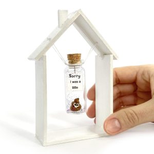 I'm Sorry Gifts for Her and Him   Personalised Apology Gift   Cute Poop in a Jar and Sorry Card   Forgive Me Present Idea (in White Wood Frame Sorry I was a little   Brown Poop)