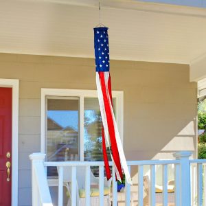 G128 American USA Windsock | 60 Inch | Embroidered 210D Polyester, Patriotic Hanging Decoration