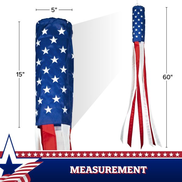 G128 American USA Windsock | 60 Inch | Embroidered 210D Polyester, Patriotic Hanging Decoration - Image 7