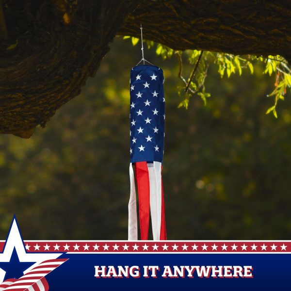 G128 American USA Windsock | 60 Inch | Embroidered 210D Polyester, Patriotic Hanging Decoration - Image 8