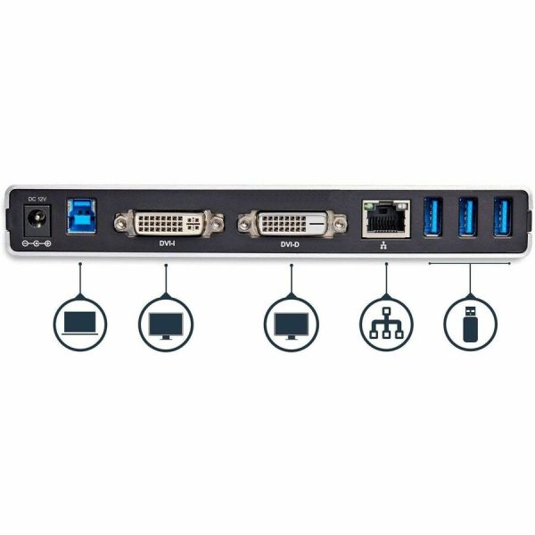 StarTech.com USB 3.0 Docking Station - Compatible with Windows / macOS - Dual DVI Docking Station Supports Dual Monitors - DVI to HDMI and DVI to VGA Adapters Included - USB3SDOCKDD - Image 2