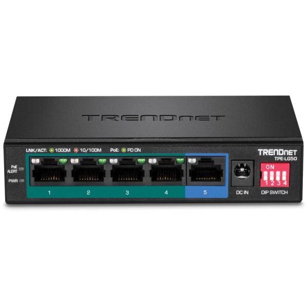 TRENDnet 5-Port Gigabit Long Range PoE+ Switch, 4 x Gigabit PoE+ Ports, 1 x Gigabit Port, 32W PoE Budget, 10Gbps Switching Capacity, Extends PoE+ 200m (656 ft), Lifetime Protection, Black, TPE-LG50 - Image 6