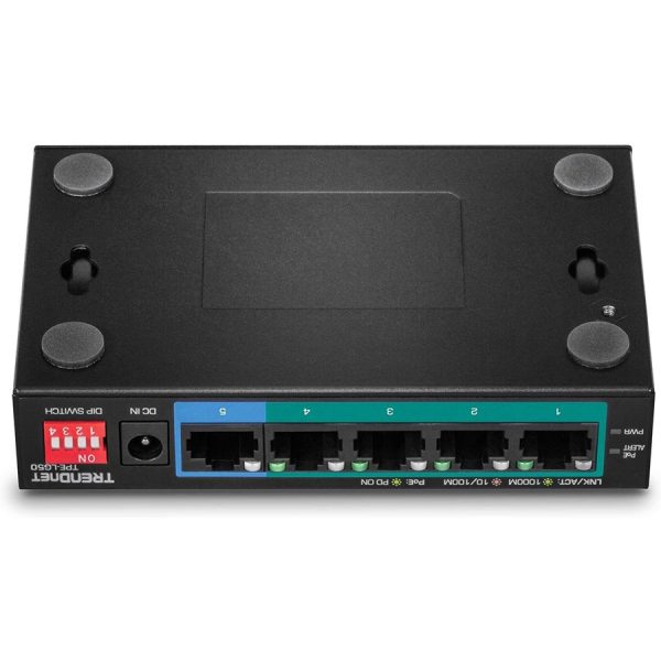 TRENDnet 5-Port Gigabit Long Range PoE+ Switch, 4 x Gigabit PoE+ Ports, 1 x Gigabit Port, 32W PoE Budget, 10Gbps Switching Capacity, Extends PoE+ 200m (656 ft), Lifetime Protection, Black, TPE-LG50 - Image 7