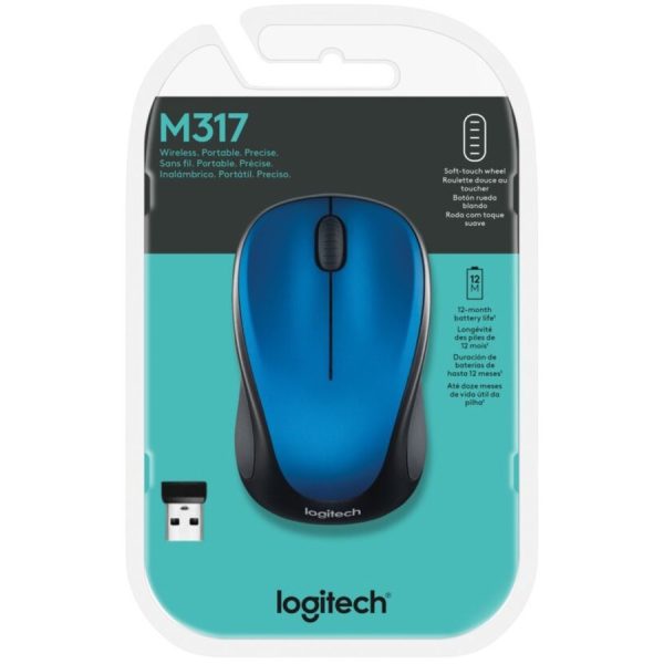 Logitech M317 Wireless Mouse, 2.4 GHz with USB Unifying Receiver, 1000 DPI Optical Tracking, 12 Month Battery, Compatible with PC, Mac, Laptop, Chromebook (Steel Blue) - Image 3