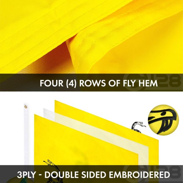 G128 Combo Pack: American USA Flag ToughWeave Series 1x1.5 Ft Single Sided & Gadsden Don't Tread On Me Flag Double Sided 1x1.5 Ft Double ToughWeave Series | Both Embroidered Polyester, Brass Grommets - Image 8
