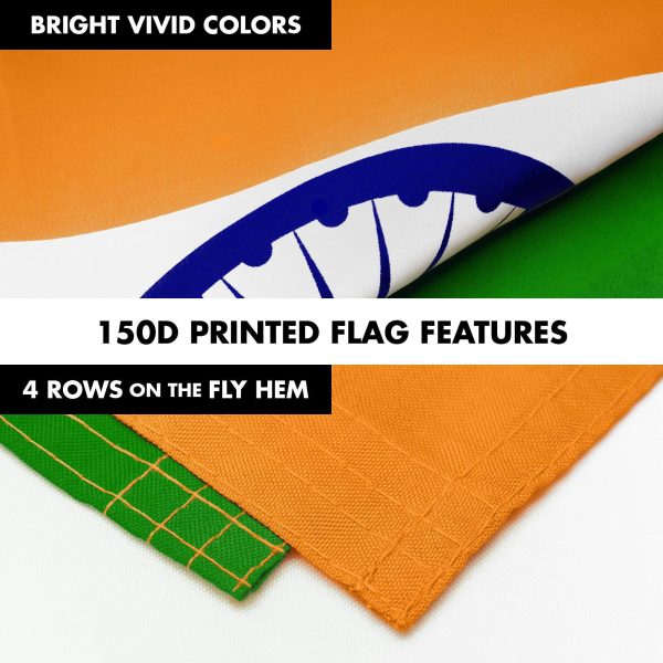 Flag Pole 6FT Black Tangle Free & India Indian Flag 3x5 Ft Combo Printed 150D Polyester By G128 - Image 5