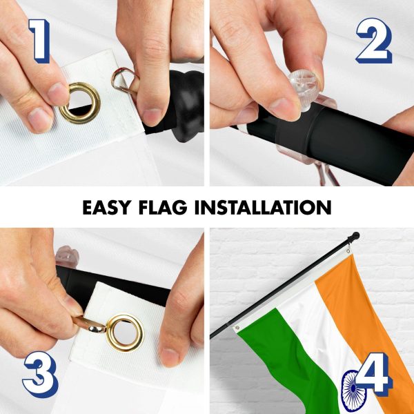 Flag Pole 6FT Black Tangle Free & India Indian Flag 3x5 Ft Combo Printed 150D Polyester By G128 - Image 7