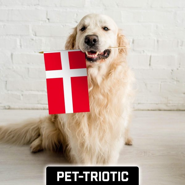 G128 24 Pack Handheld Denmark Danish Stick Flags | 12x18 In | Printed 150D Polyester, Country Flag, Solid Wooden Stick, Spear Gold Tip - Image 7