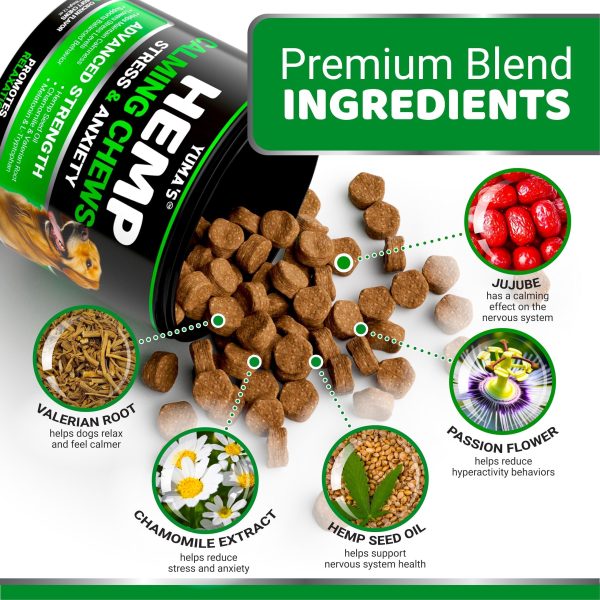 YUMA'S Hemp Calming Chews for Dogs   Advanced Dog Calming Treats   Dog Calming Chews   170 Chews   Anxiety Relief Treats   Separation Aid Barking Stress Relief Thunderstorms   Melatonin   Hemp Oil - Image 3