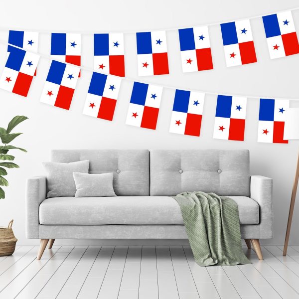 G128 Panama 	Panamanian Bunting Banner | Flag 8.2 x 5.5 Inch, Full String 33 Feet | Printed 150D Polyester, Decorations For Bar, School, Festival Events Celebration - Image 2