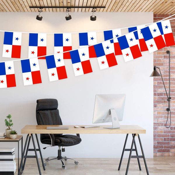 G128 Panama 	Panamanian Bunting Banner | Flag 8.2 x 5.5 Inch, Full String 33 Feet | Printed 150D Polyester, Decorations For Bar, School, Festival Events Celebration - Image 3