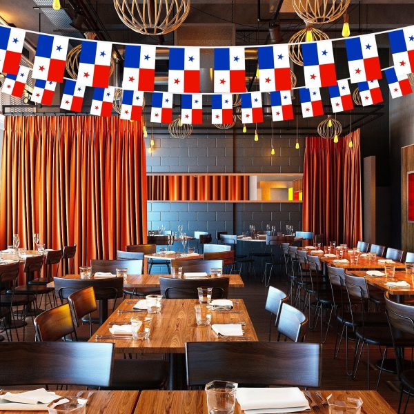 G128 Panama 	Panamanian Bunting Banner | Flag 8.2 x 5.5 Inch, Full String 33 Feet | Printed 150D Polyester, Decorations For Bar, School, Festival Events Celebration - Image 5