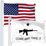 G128 Combo Pack: USA American Flag 3x5 Ft 150D Printed Stars & Come and Take It (Rifle Design) Flag 3x5 Ft 150D Printed