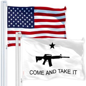 G128 Combo Pack: USA American Flag 3x5 Ft 150D Printed Stars & Come and Take It (Rifle Design) Flag 3x5 Ft 150D Printed