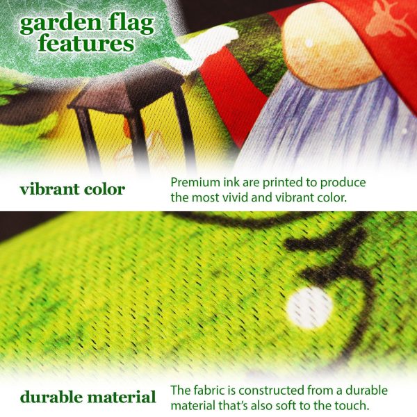 G128 Combo Pack: Garden Flag Stand Black 36 in x 16 in & Garden Flag Winter Decoration Welcome Festive Gnome with Lantern 12"x18" Double-Sided Blockout Fabric - Image 3