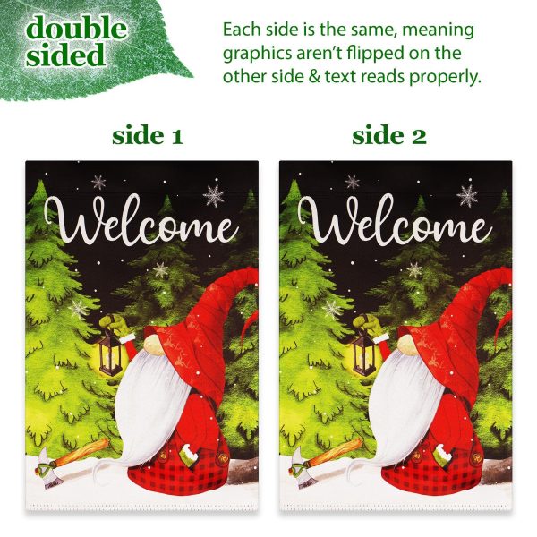 G128 Combo Pack: Garden Flag Stand Black 36 in x 16 in & Garden Flag Winter Decoration Welcome Festive Gnome with Lantern 12"x18" Double-Sided Blockout Fabric - Image 5