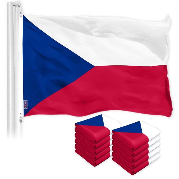 G128 10 Pack: Czech Republic Czech Flag | 3x5 Ft | Printed 150D Polyester - Indoor/Outdoor, Vibrant Colors, Brass Grommets, Quality Polyester, Much Thicker More Durable Than 100D 75D Polyester