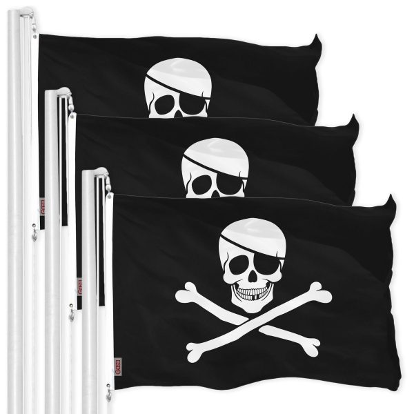 Jolly Roger Pirate Bones Flag 3x5 Ft 3-Pack Printed 150D Polyester By G128