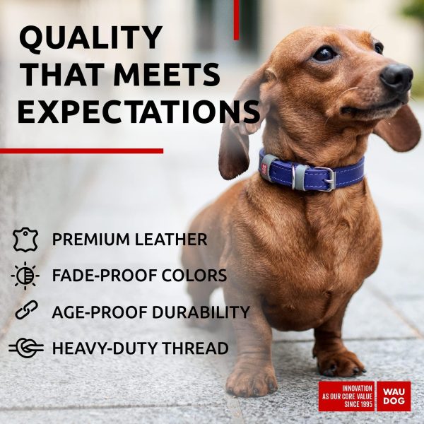 Long Lasting Leather Dog Collar for Large Dogs Medium & Small Dogs   Adjustable Classic Puppy Collars for Large Breed Dogs   Boy & Girl Dog Collars with Durable Buckle D Ring & QR Dog Tag - Image 4