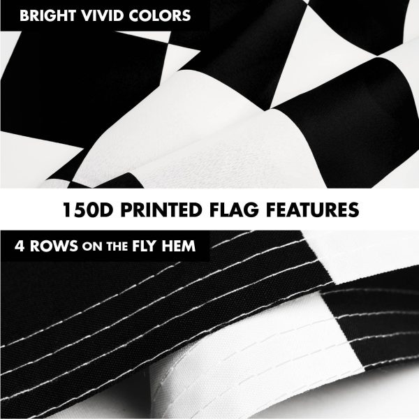 G128 Combo Pack: 6 Ft Tangle Free Spinning Flagpole (Silver) & Checkered Flag Flag 3x5 Ft Printed 150D Polyester, Brass Grommets (Flag Included) Aluminum Flag Pole - Image 5