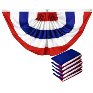 G128 5 Pack: American USA No Stars Pleated Fan Flag | 1.5x3 Ft | Printed 150D Polyester | Patriotic Decor, Indoor/Outdoor, Vibrant Colors, Brass Grommets, Thicker and More Durable Than 100D 75D