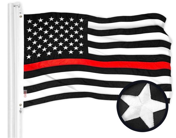 G128 Combo Pack: USA American Flag 3x5 Ft Embroidered Stars & Thin Red Line Flag 3x5 Ft Embroidered - Image 2
