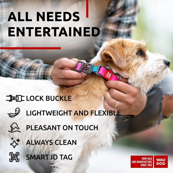 WAUDOG Waterproof Dog Collar   Adjustable Dog Collar for Large Dogs Small and Medium Dogs   Breakaway Dog Collar Waterproof with Plastic Buckle and QR Dog Tag   Boy & Girl Dog Collars (Pink) - Image 5