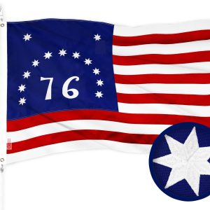 G128 Bennington 76 Flag | 4x6 Ft | ToughWeave Series Embroidered 300D Polyester | Historical Flag, Embroidered Design, Indoor/Outdoor, Brass Grommets