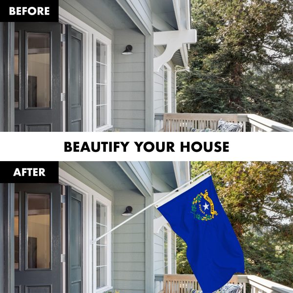 G128 Combo Pack: 6 Ft Tangle Free Aluminum Spinning Flagpole (White) & Nevada NV State Flag 3x5 Ft, ToughWeave Series Embroidered 300D Polyester | Pole with Flag Included - Image 3