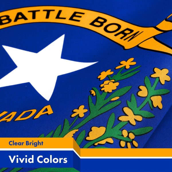 G128 2 Pack: Nevada NV State Flag | 3x5 Ft | Printed 150D Polyester - Indoor/Outdoor, Vibrant Colors, Brass Grommets, Quality Polyester, Much Thicker More Durable Than 100D 75D Polyester - Image 3