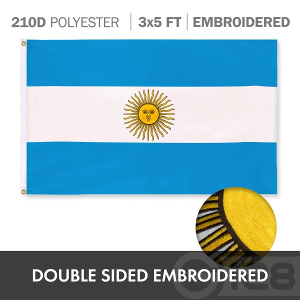 G128 Combo Pack: USA American Flag 3x5 Ft Embroidered Stars & Argentina (Argentinian) Flag 3x5 Ft Double-sided Embroidered 210D - Image 6